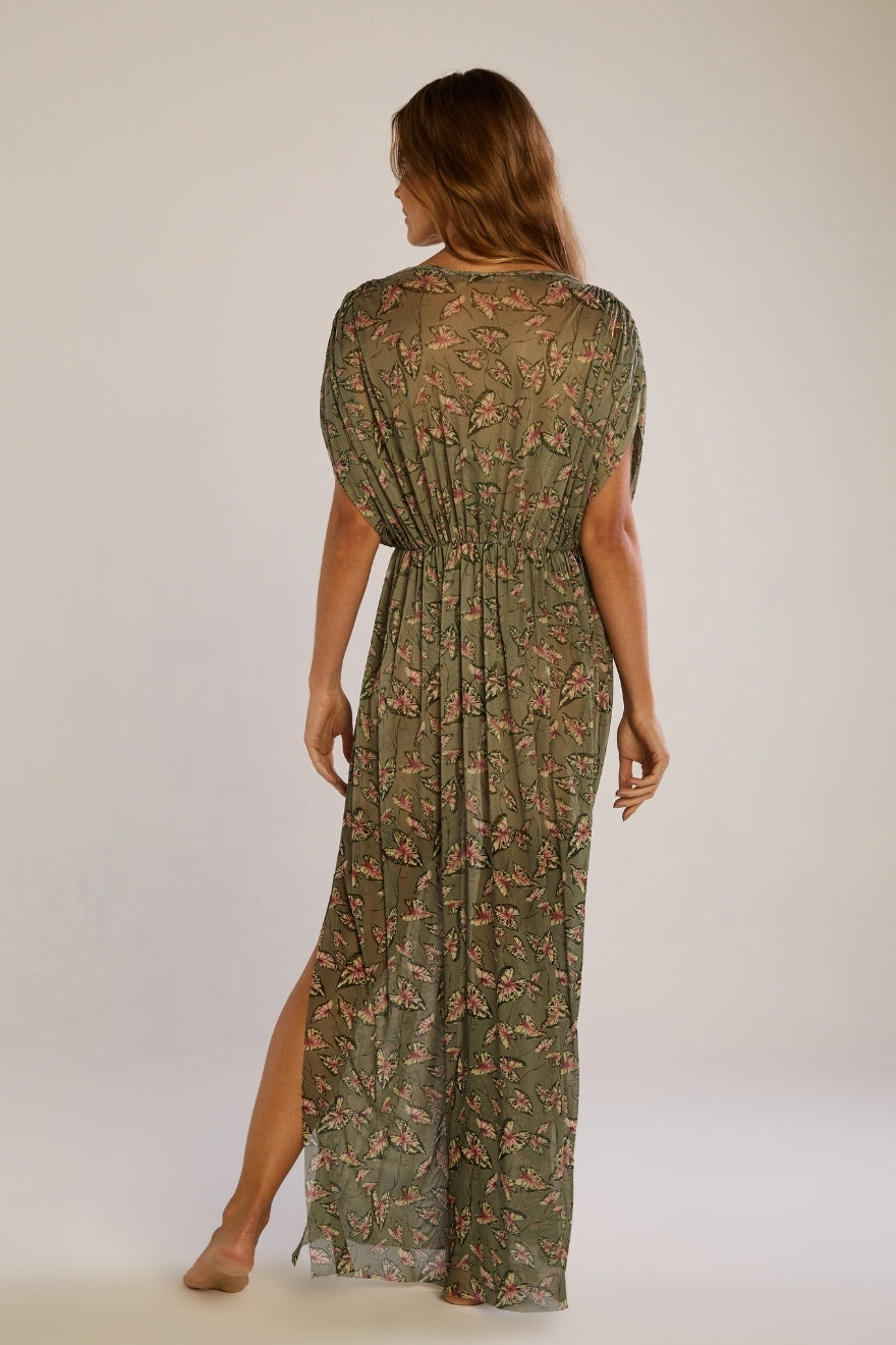 Vestido Tule Olivia Botânica Verde